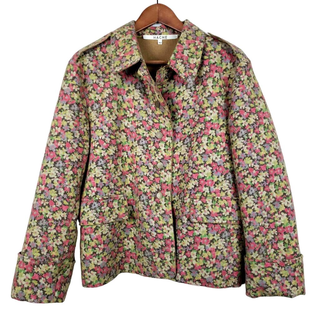 HACHE Floral Print Cashmere Wool Jacket - 42